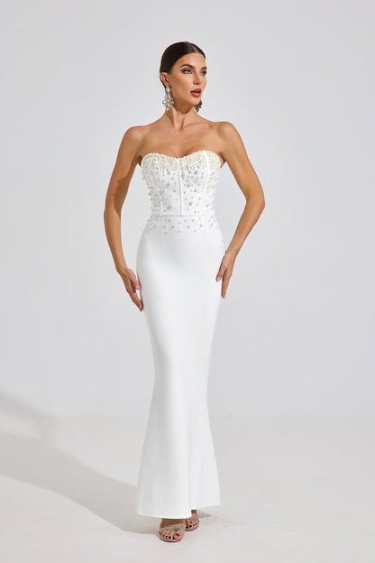 Ashcroft Pearl Radiance Strapless Maxi Elbise
