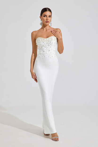 Ashcroft Pearl Radiance Strapless Maxi Elbise
