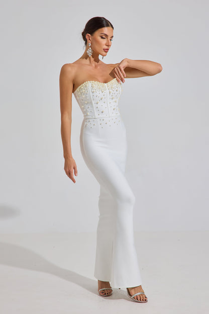 Ashcroft Pearl Radiance Strapless Maxi Elbise