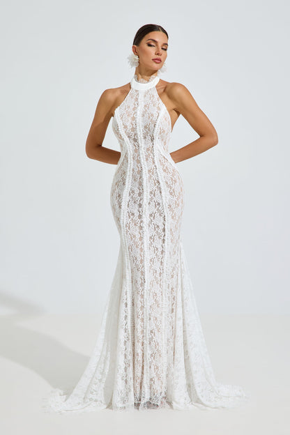 Versace Halter Dantel Deniz Kızı Maxi Elbise
