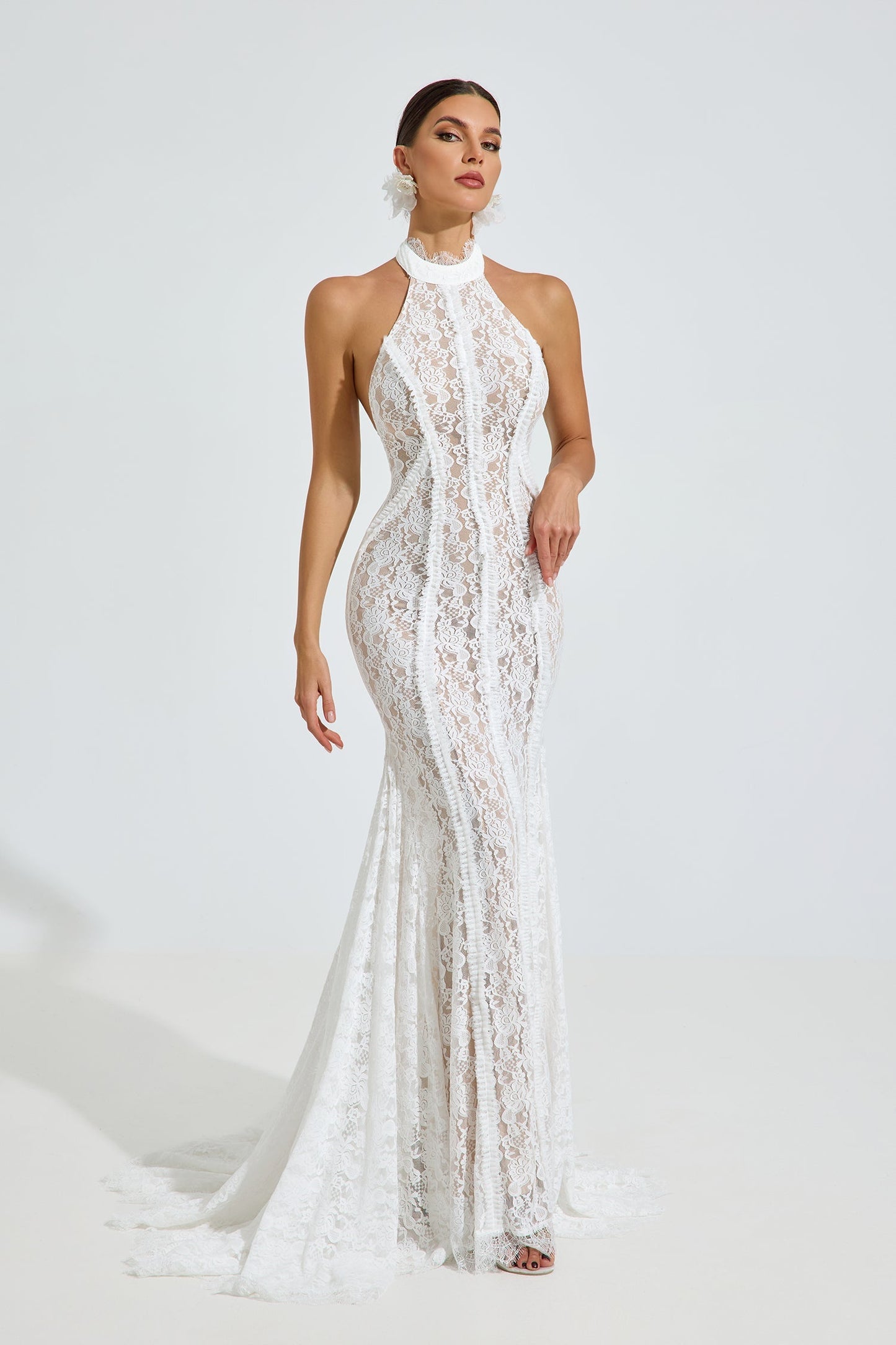 Versace Halter Dantel Deniz Kızı Maxi Elbise