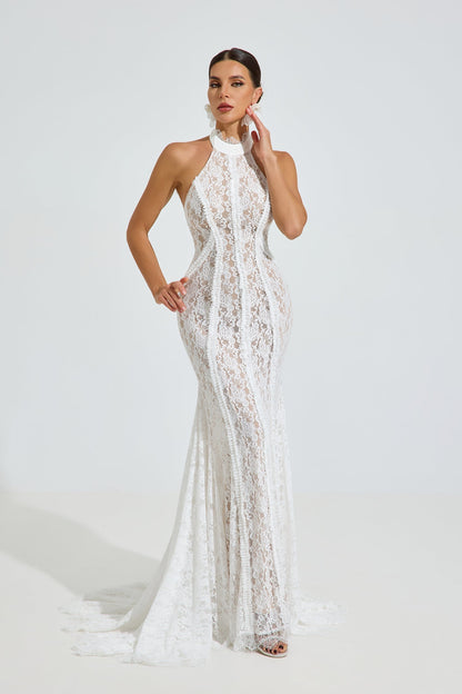 Versace Halter Dantel Deniz Kızı Maxi Elbise