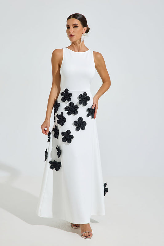 Tilly Noir Çiçekli Maxi Elbise