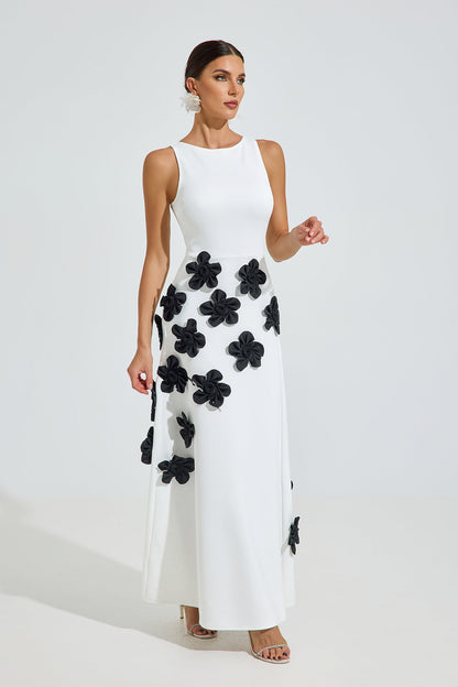 Tilly Noir Çiçekli Maxi Elbise