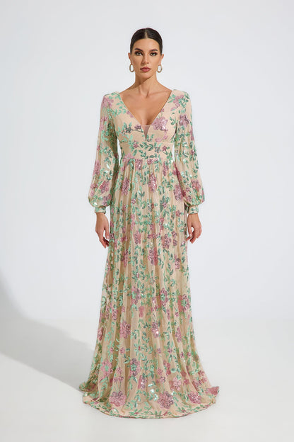 Amabel Blossom Nakışlı Maxi Elbise