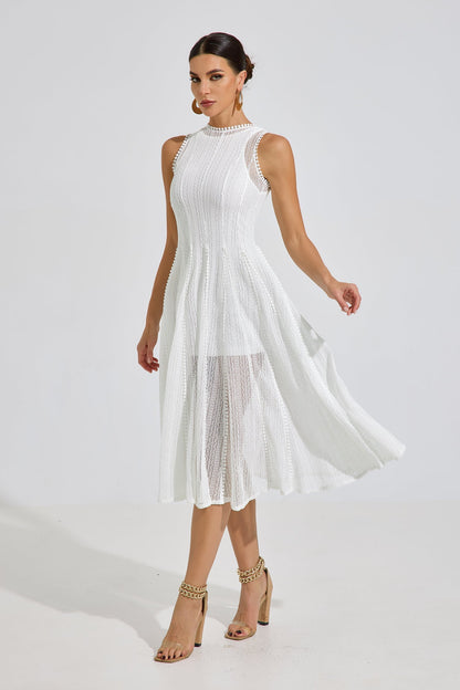 Lesley White Whisper Dantel Midi Elbise