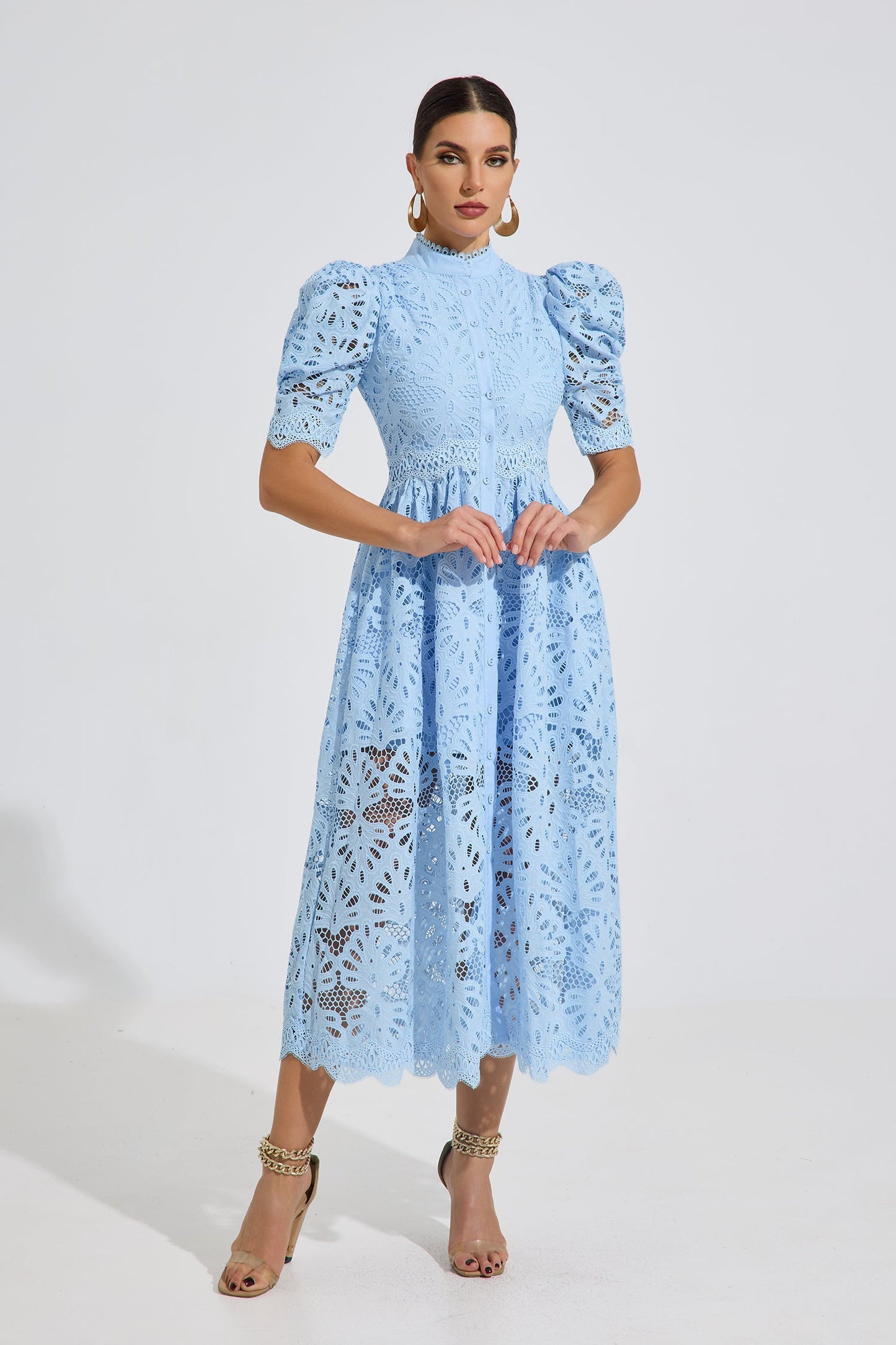 Romilly Sky Dantel Midi Elbise