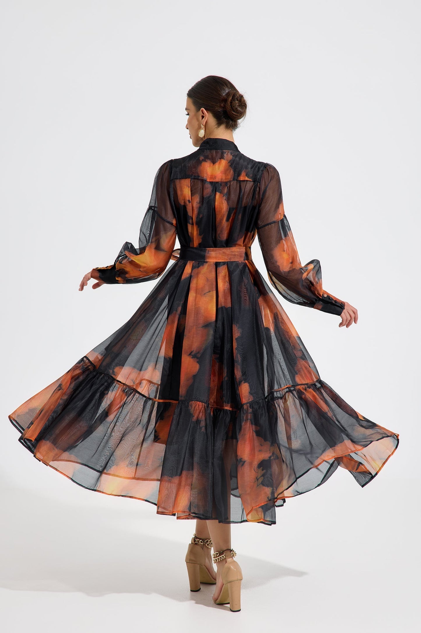 Luxelle Ember Glow Şifon Maxi Elbise