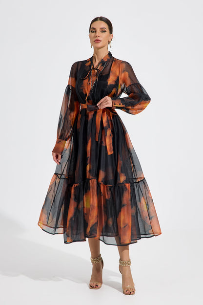 Luxelle Ember Glow Şifon Maxi Elbise