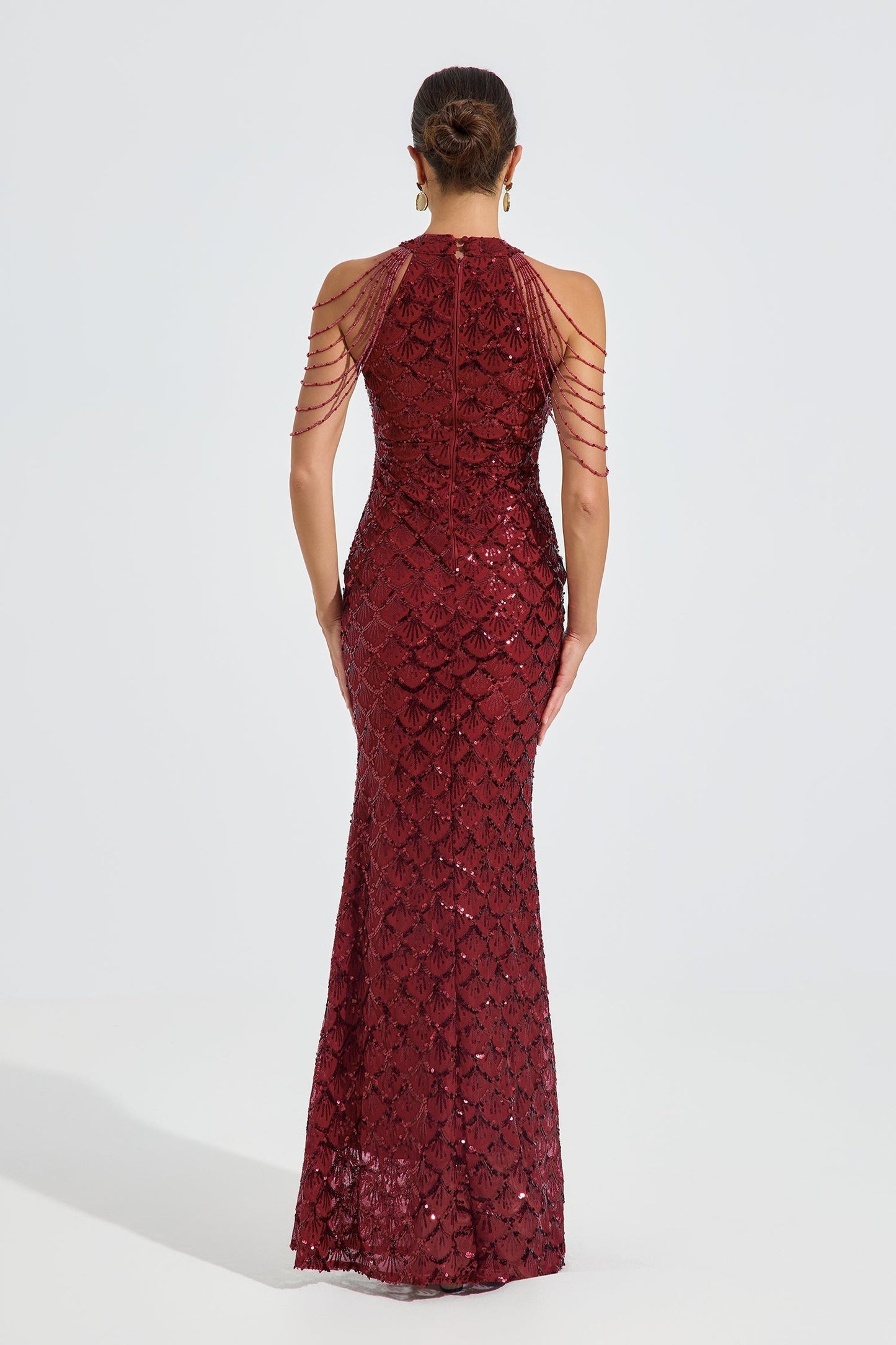 Iris Crimson Luxe Payet Maxi Elbise