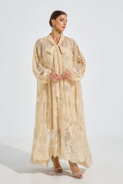 Chanelle Vintage Dantel Maxi Elbise