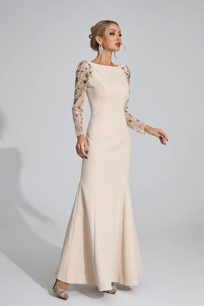 Loretta Bej Elmas Maxi Elbise