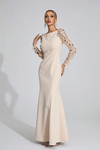 Loretta Bej Elmas Maxi Elbise