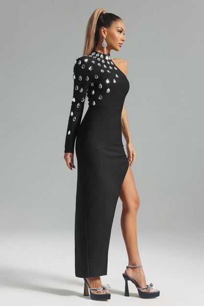 Karina Diamond Maxi Elbise Siyah