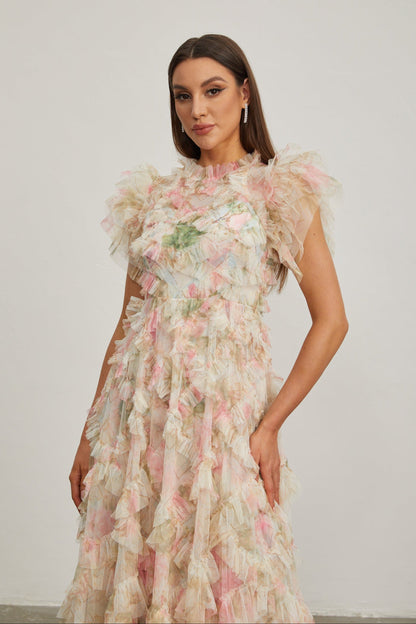 Roxane Çiçek Ruffle Maxi Elbise