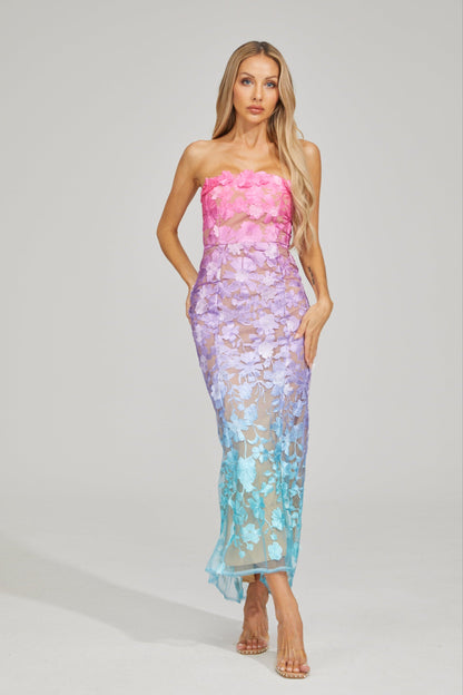 Althea Ombre Çiçekli Maxi Elbise