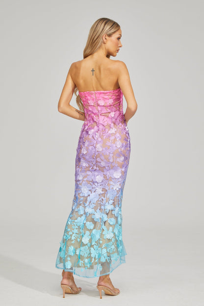 Althea Ombre Çiçekli Maxi Elbise