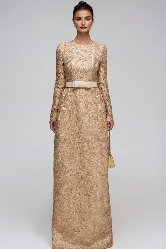 Herakles İşlemeli Dantel Maxi Elbise
