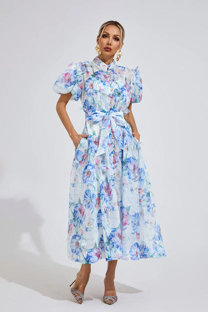 Mahini Cambridge Mavi Korse Midi Elbise