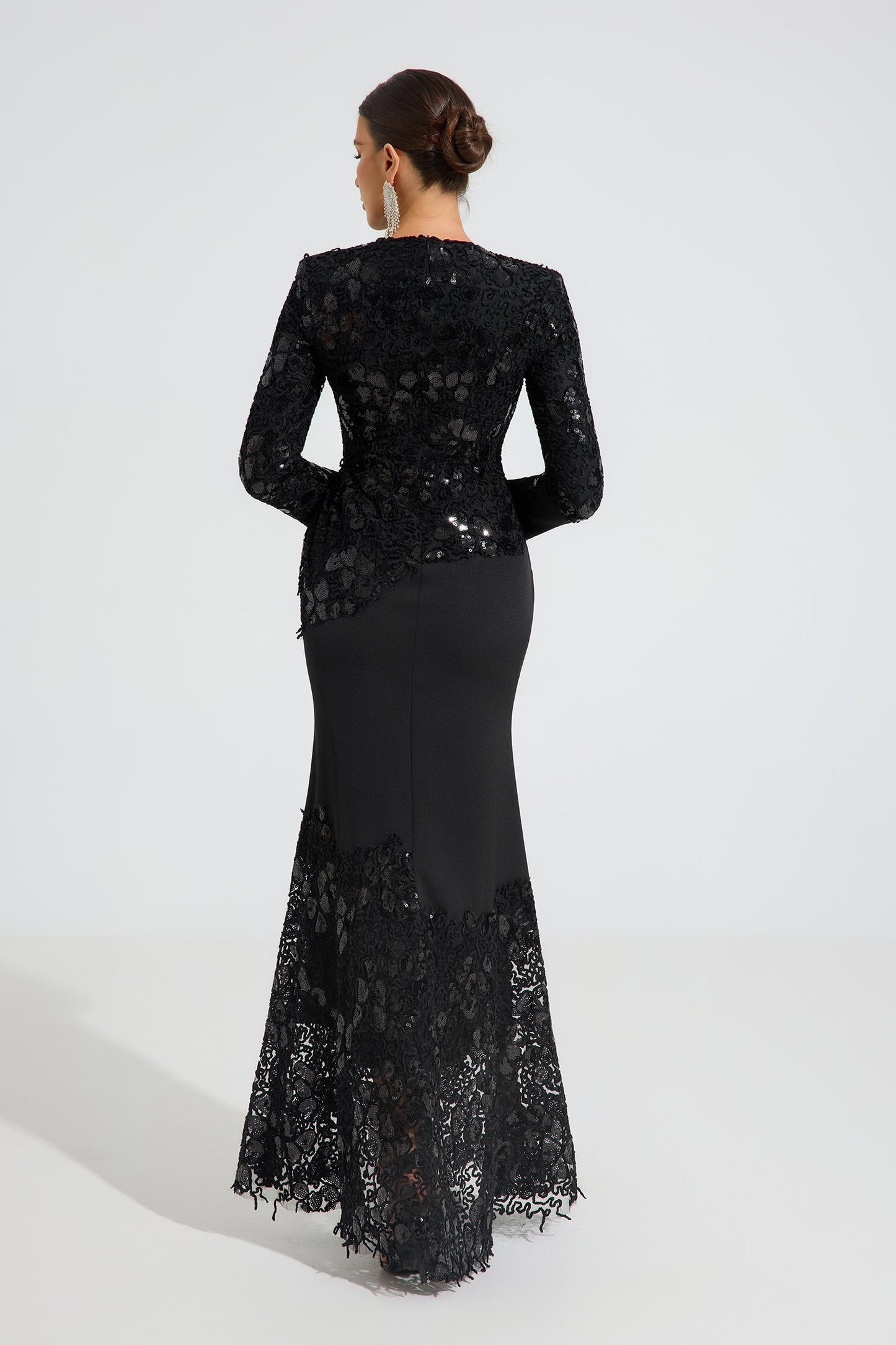 Charito Noir Elegance Dantel Maxi Elbise
