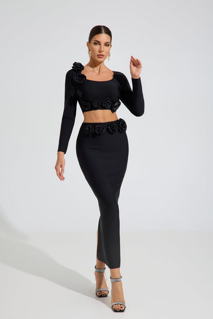 Olga Noir Rose İki Parça Set