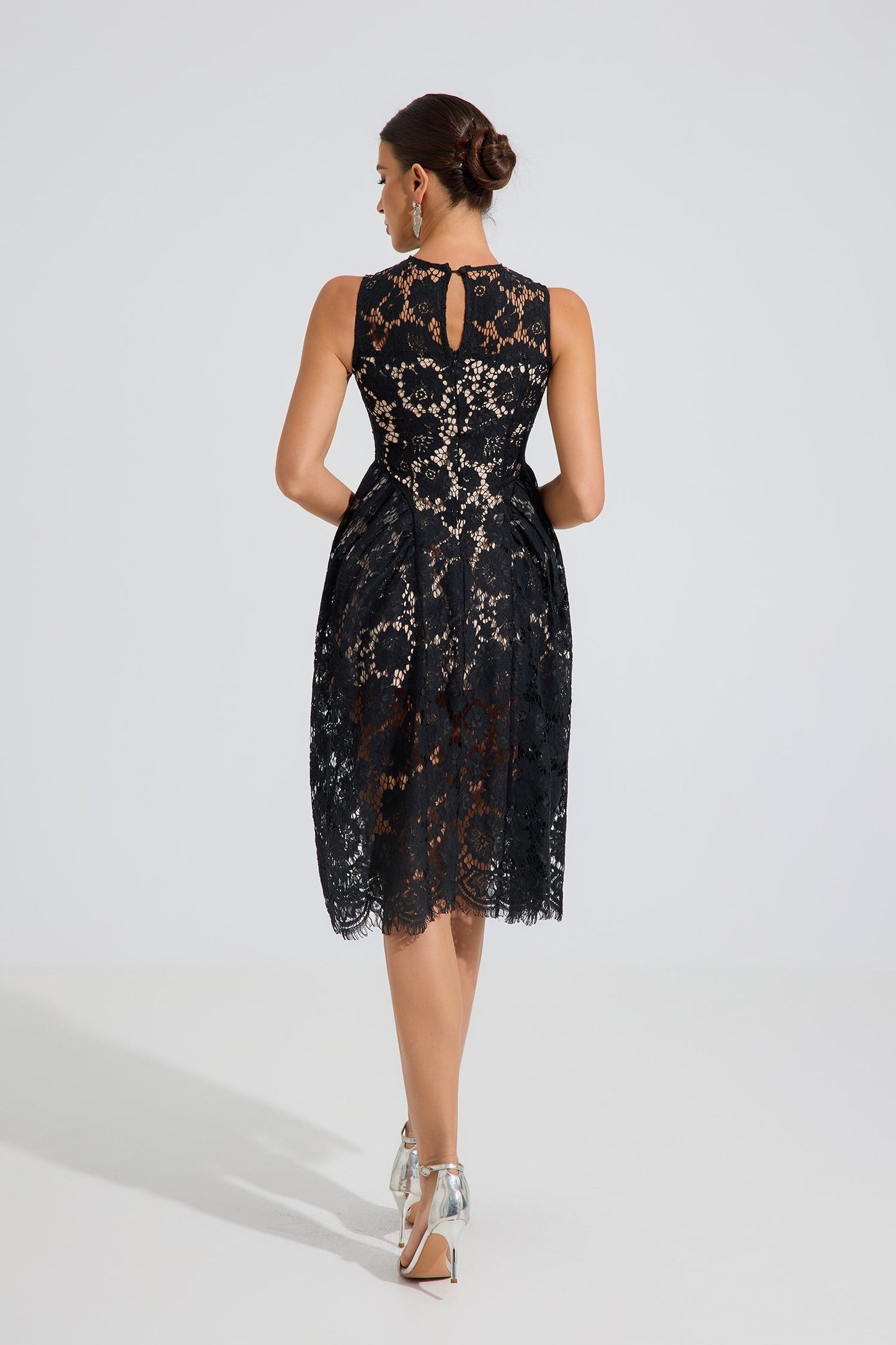 Ashford Noir Dantel A-Line Midi Elbise