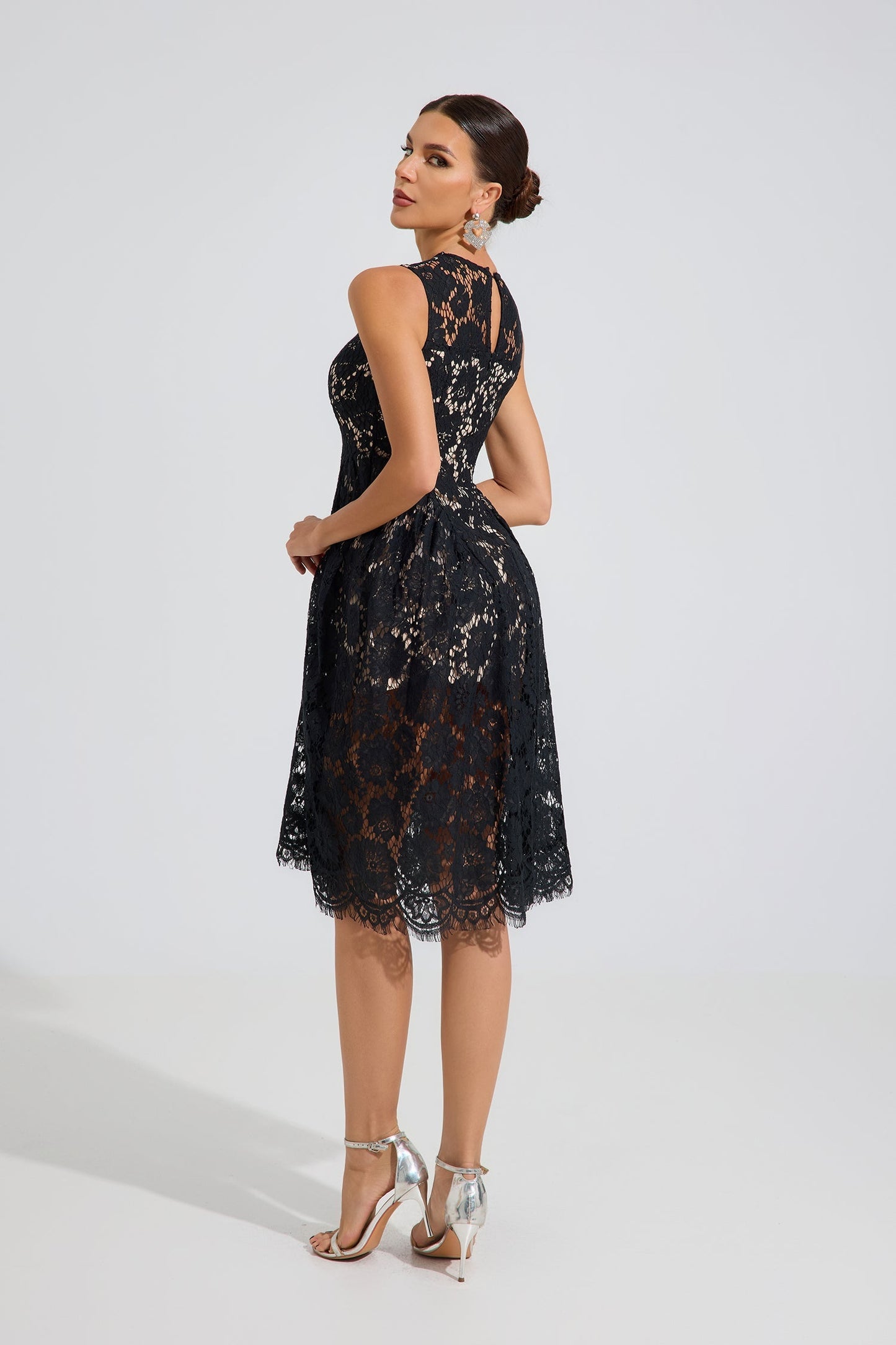 Ashford Noir Dantel A-Line Midi Elbise