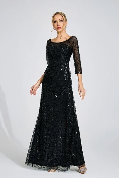 Amavelle Siyah Elmas Maxi Elbise