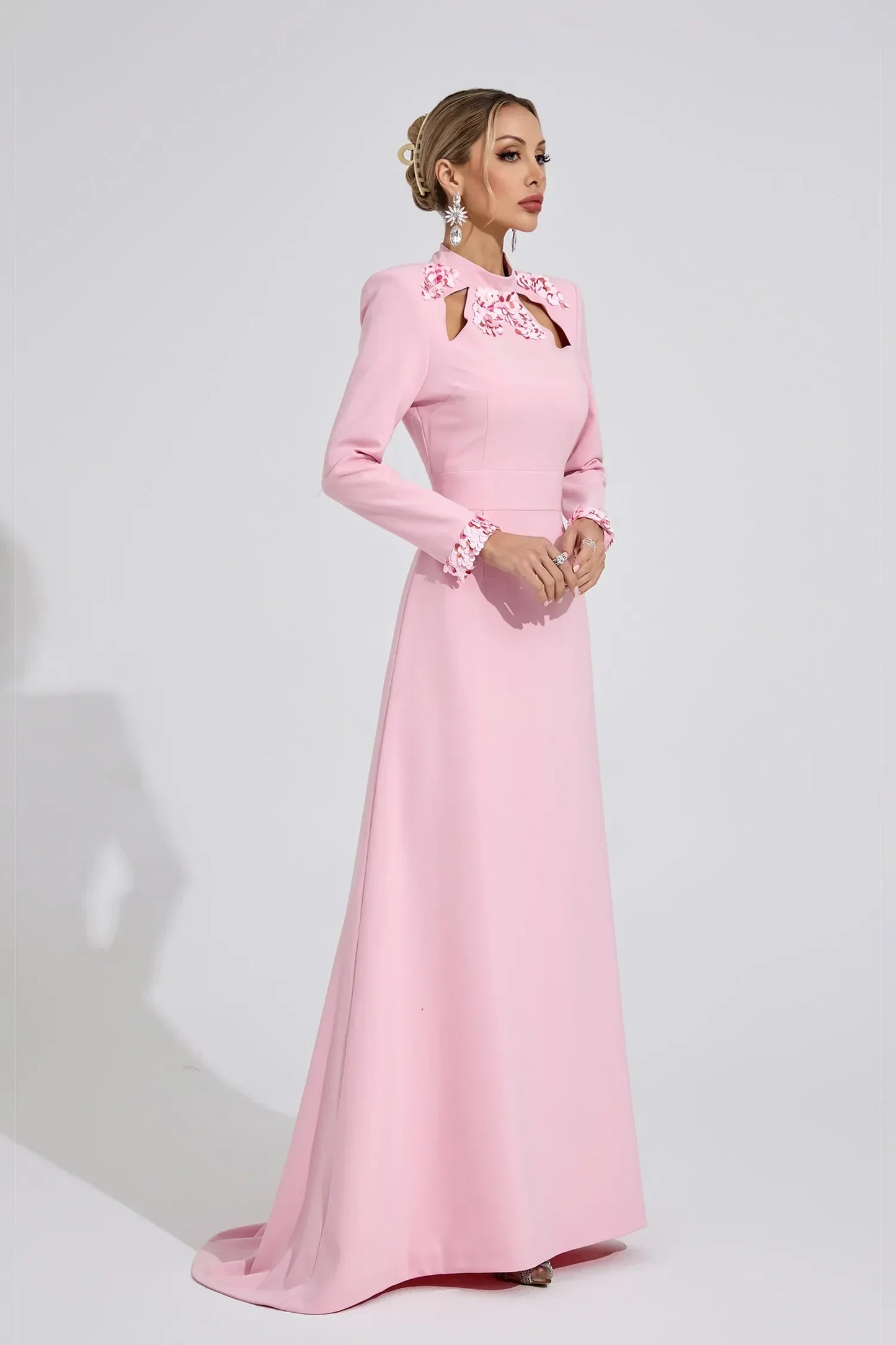 Zivra Açık Pembe Kelebek Maxi Elbise