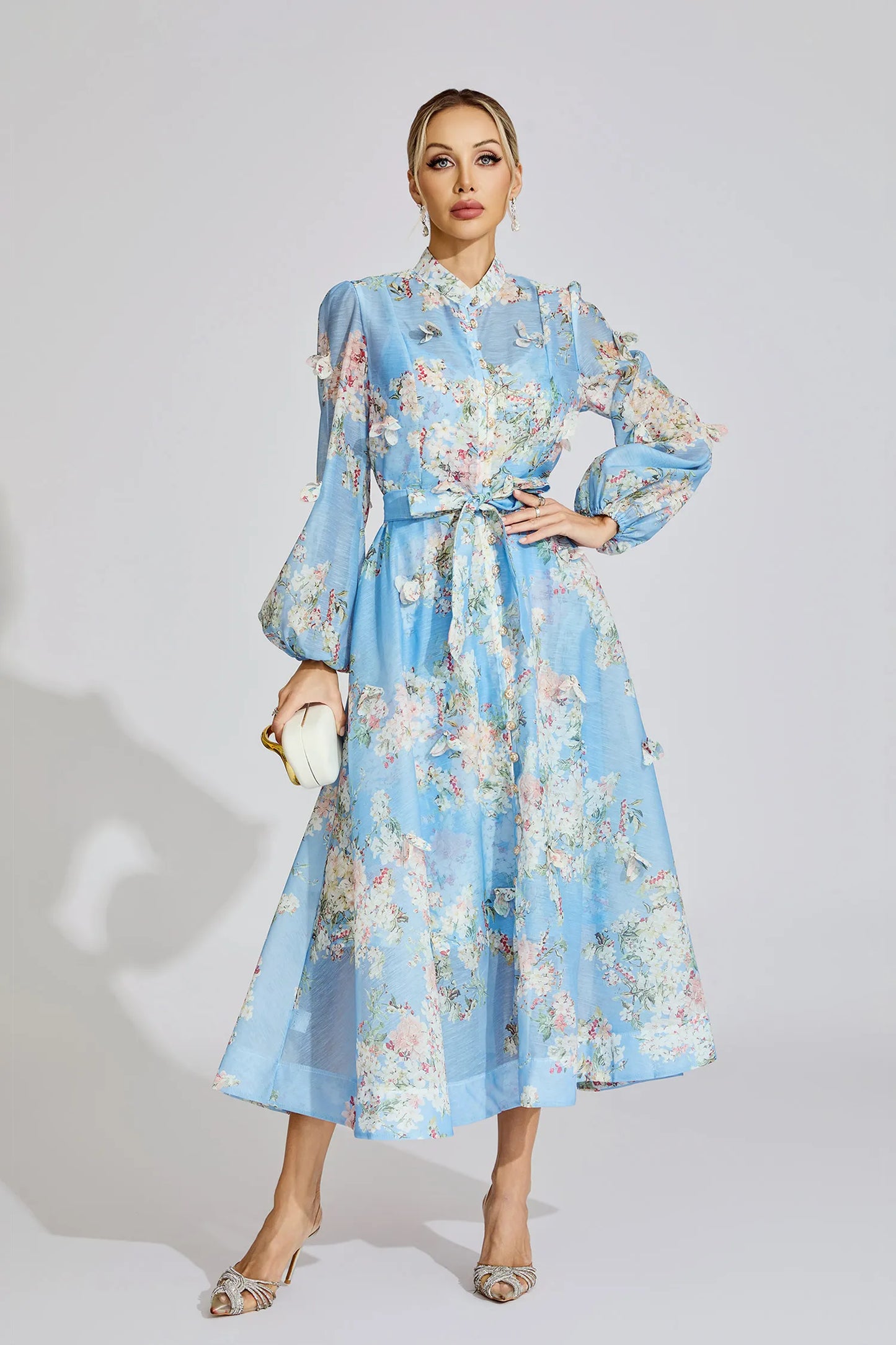 Samirah Siyah Desenli Maxi Elbise