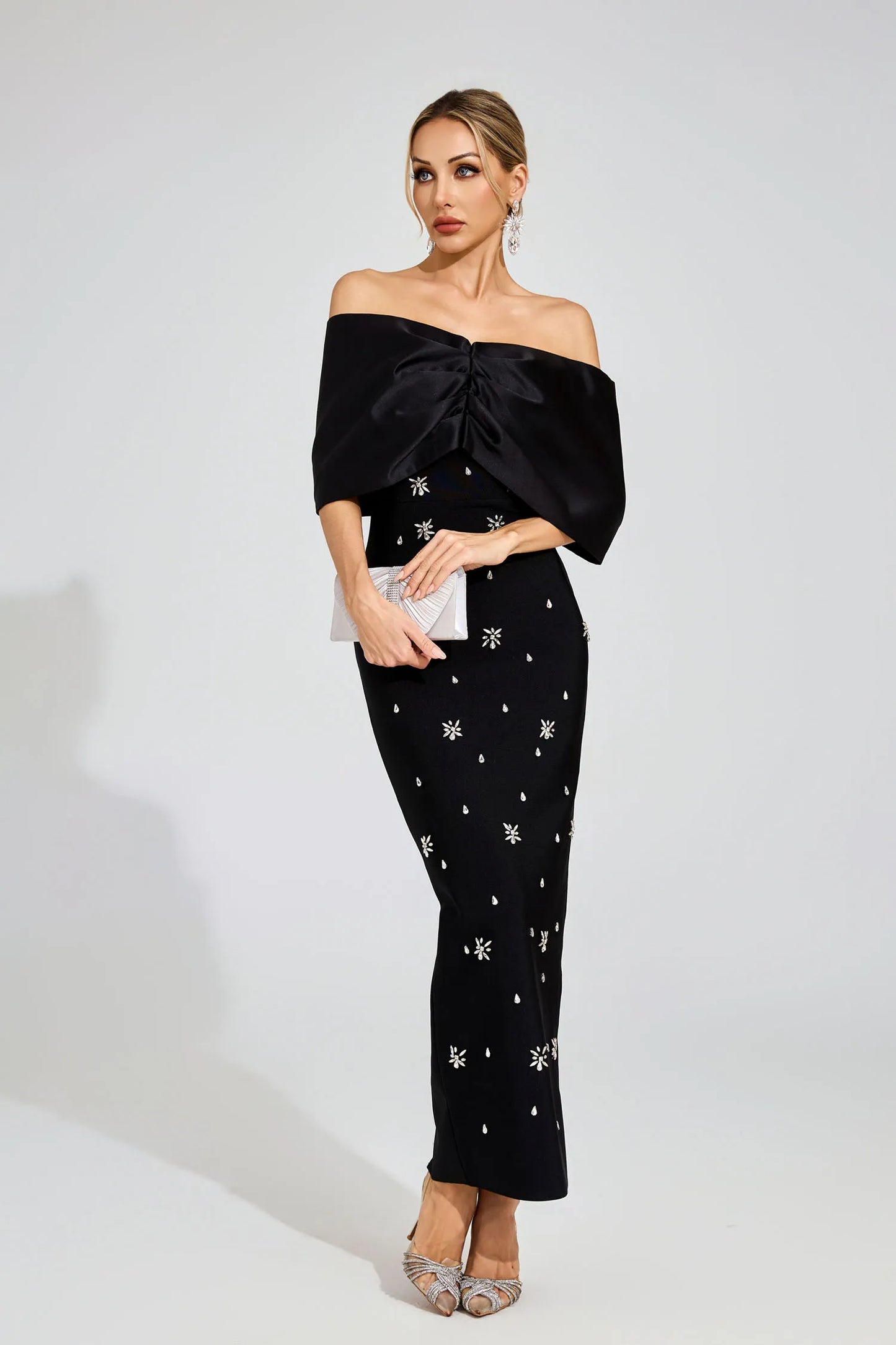 Elaine Siyah Elmas Bandaj Maxi Elbise
