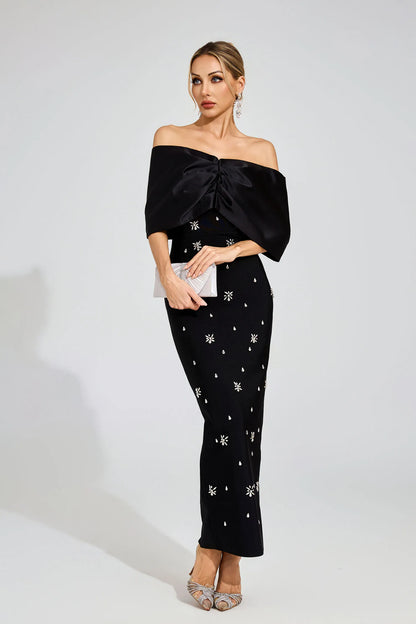 Elaine Siyah Elmas Bandaj Maxi Elbise