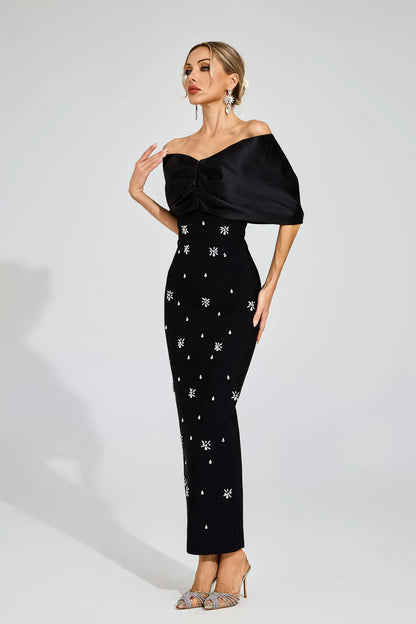 Elaine Siyah Elmas Bandaj Maxi Elbise