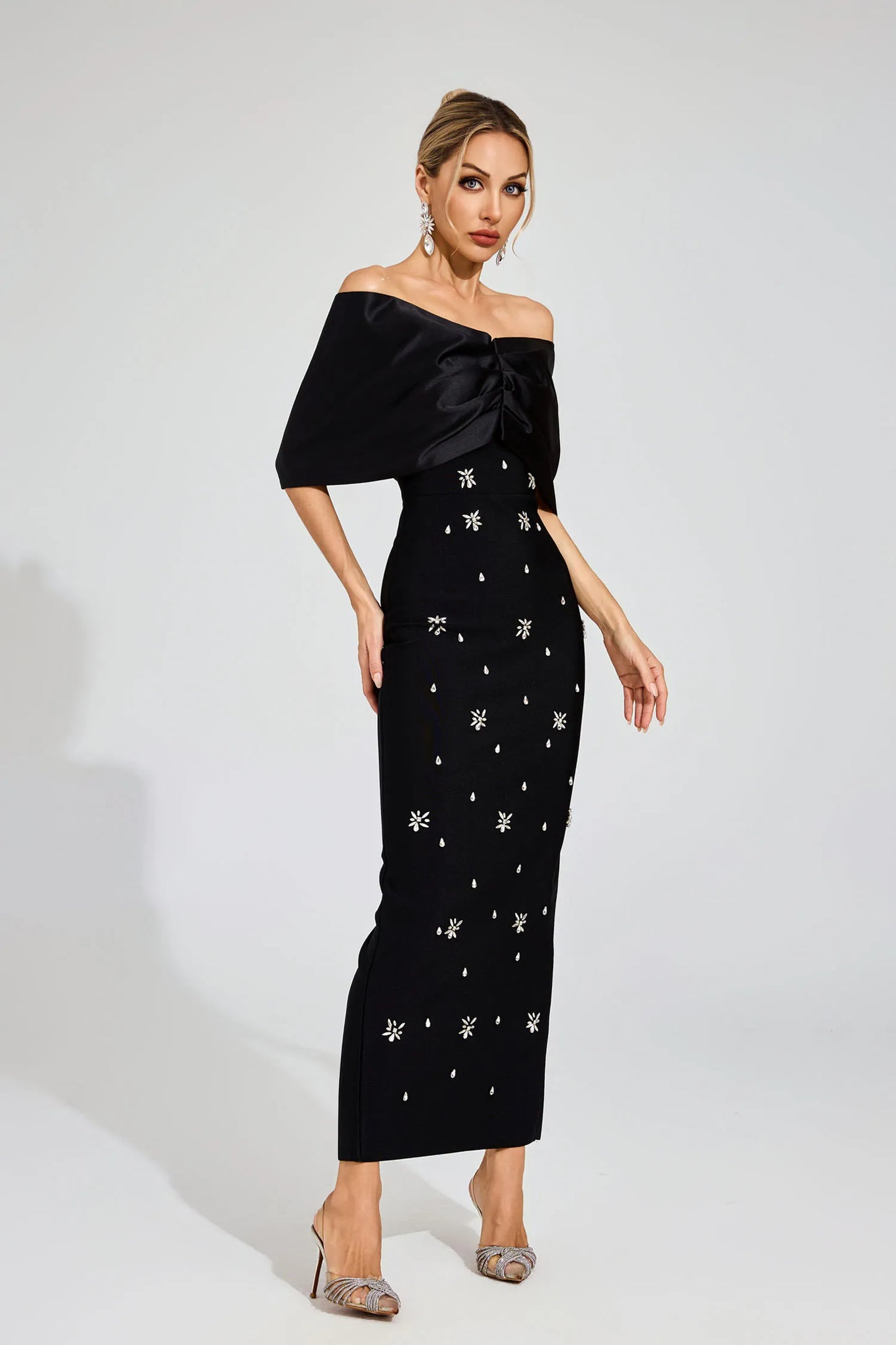 Elaine Siyah Elmas Bandaj Maxi Elbise