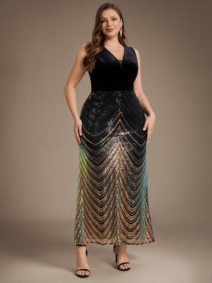 Payetli Askısız Deniz Kızı Abiye Elbise