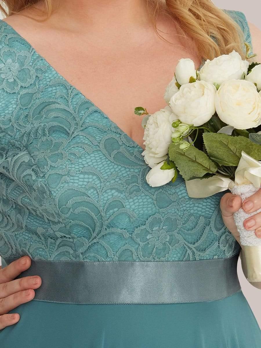 Costa Büyük Beden Çarpıcı V Yaka Prom Dantel Elbise