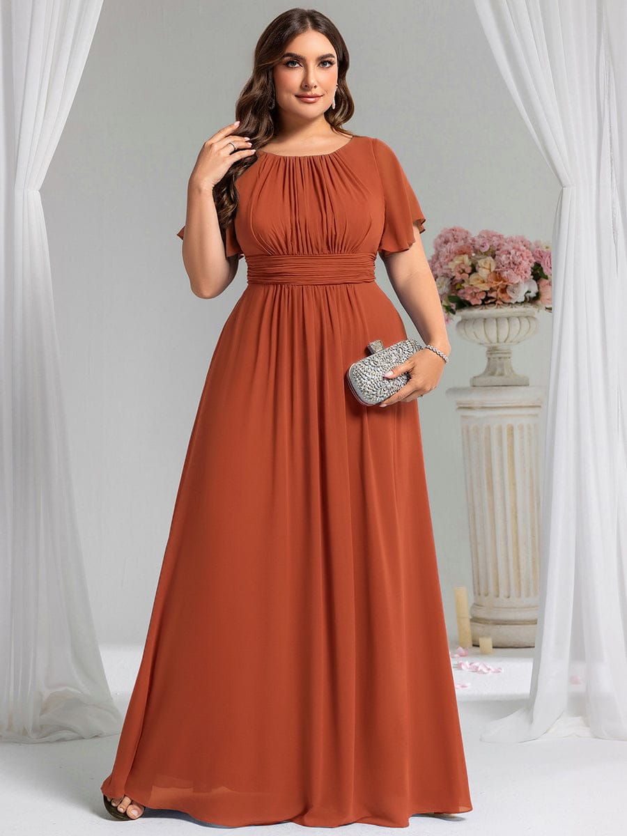 KIMORA Baskılı Şifon Plise Maxi Damatlık Elbisesi