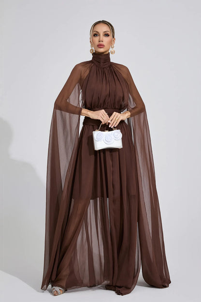Maresa Brown Kraliyet Maxi Elbisesi