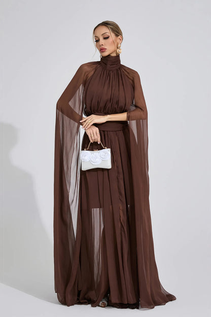 Maresa Brown Kraliyet Maxi Elbisesi