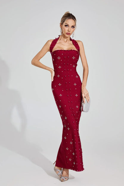 Rielle Kırmızı Halter Maxi Elbise