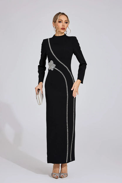 Noctira Siyah Elmas Maxi Elbise