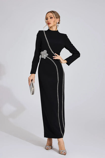 Noctira Siyah Elmas Maxi Elbise