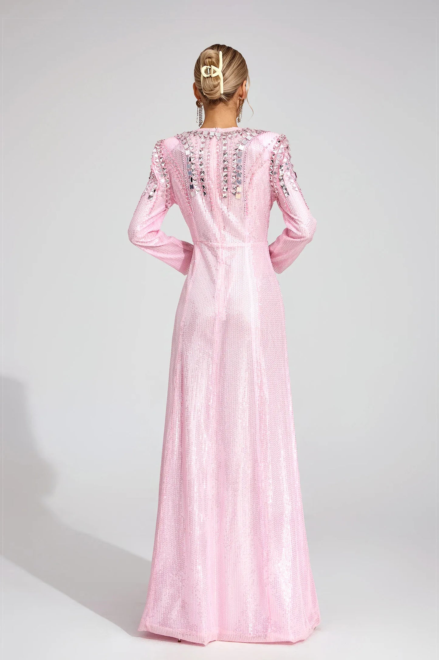 Pauline Pembe Payetli Maxi Elbise