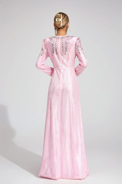 Pauline Pembe Payetli Maxi Elbise