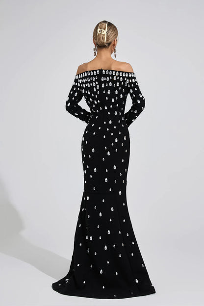 Nysera Siyah Elmas Maxi Elbise