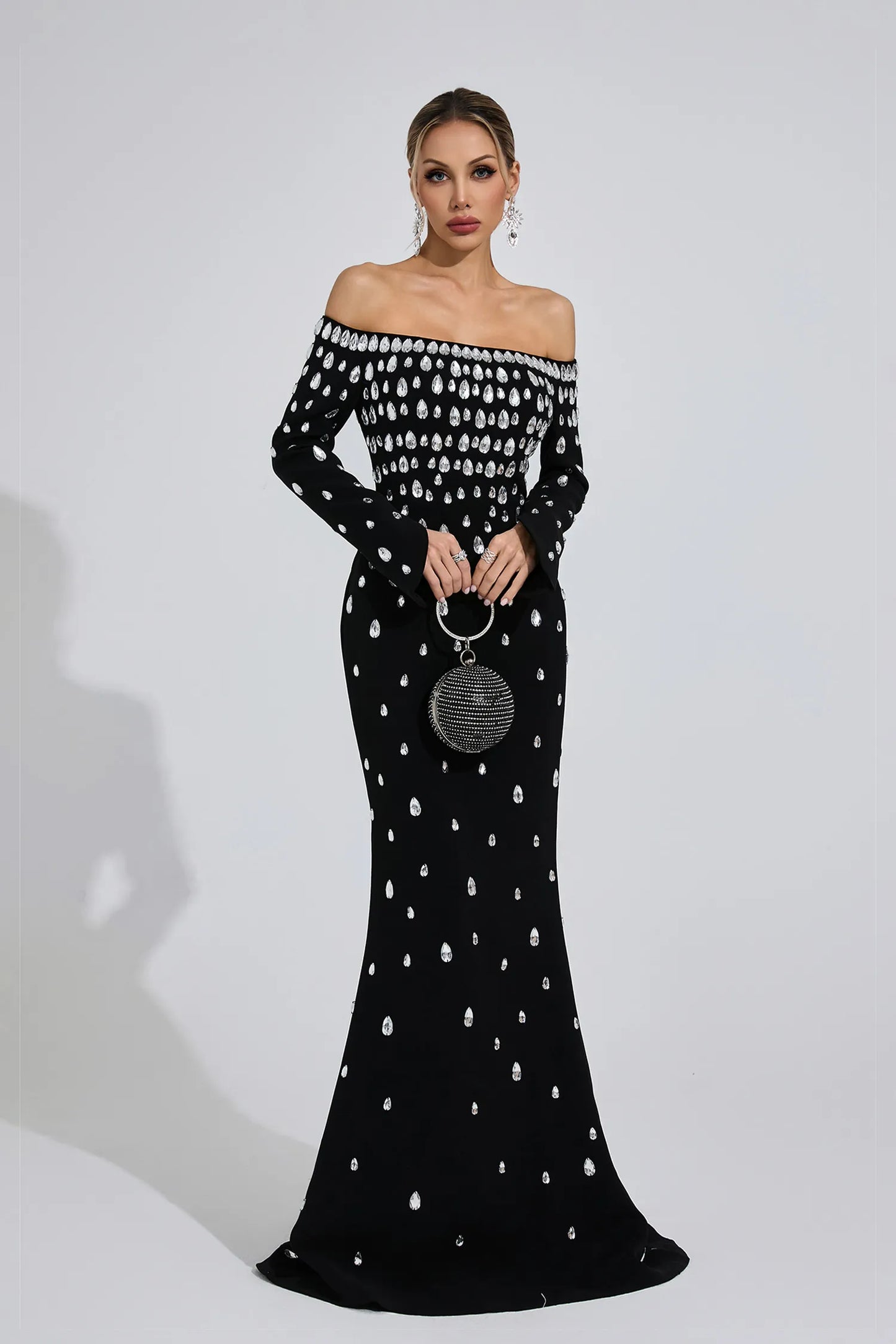 Nysera Siyah Elmas Maxi Elbise