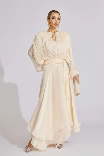 Yvette Plise Ruffle Maxi Elbise