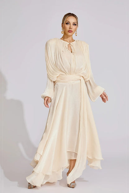Yvette Plise Ruffle Maxi Elbise