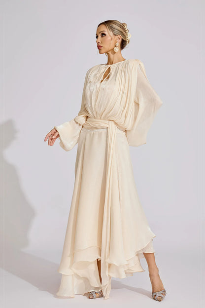 Yvette Plise Ruffle Maxi Elbise