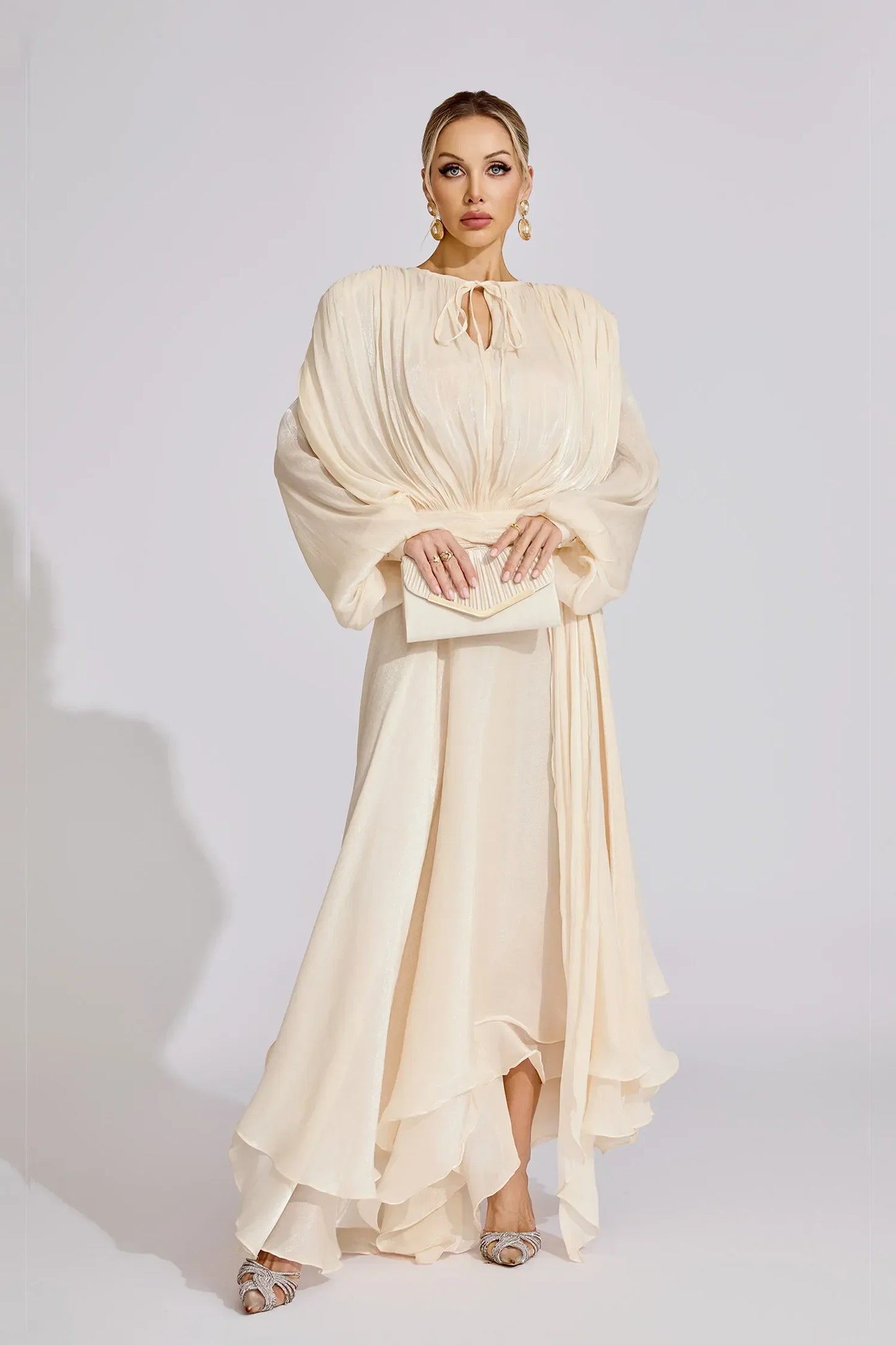 Yvette Plise Ruffle Maxi Elbise